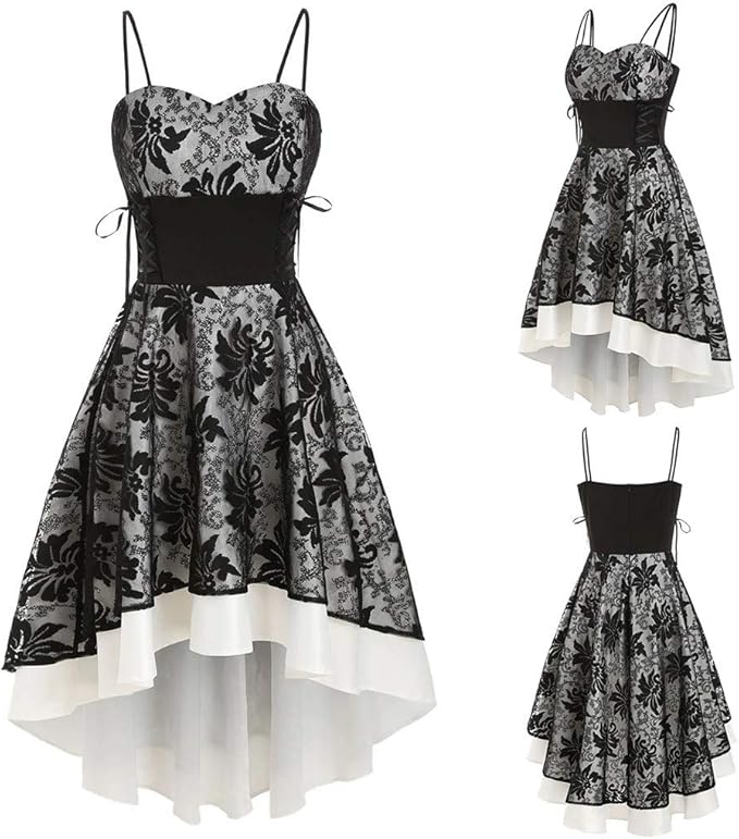 Vintage Gothic Kleid Damen - Steampunk Abendkleid Mit Netzärmeln