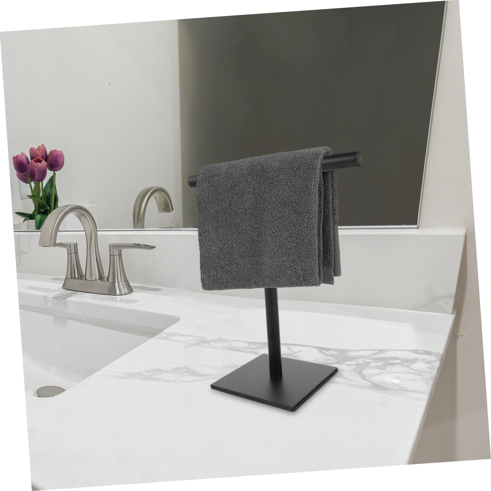 UKCOCO Toallero de Pie de Acero Inoxidable en Forma de T para Baño y Cocina, Soporte Vertical para Toallas Base Estable, Diseño Simple y Ahorro de Espacio