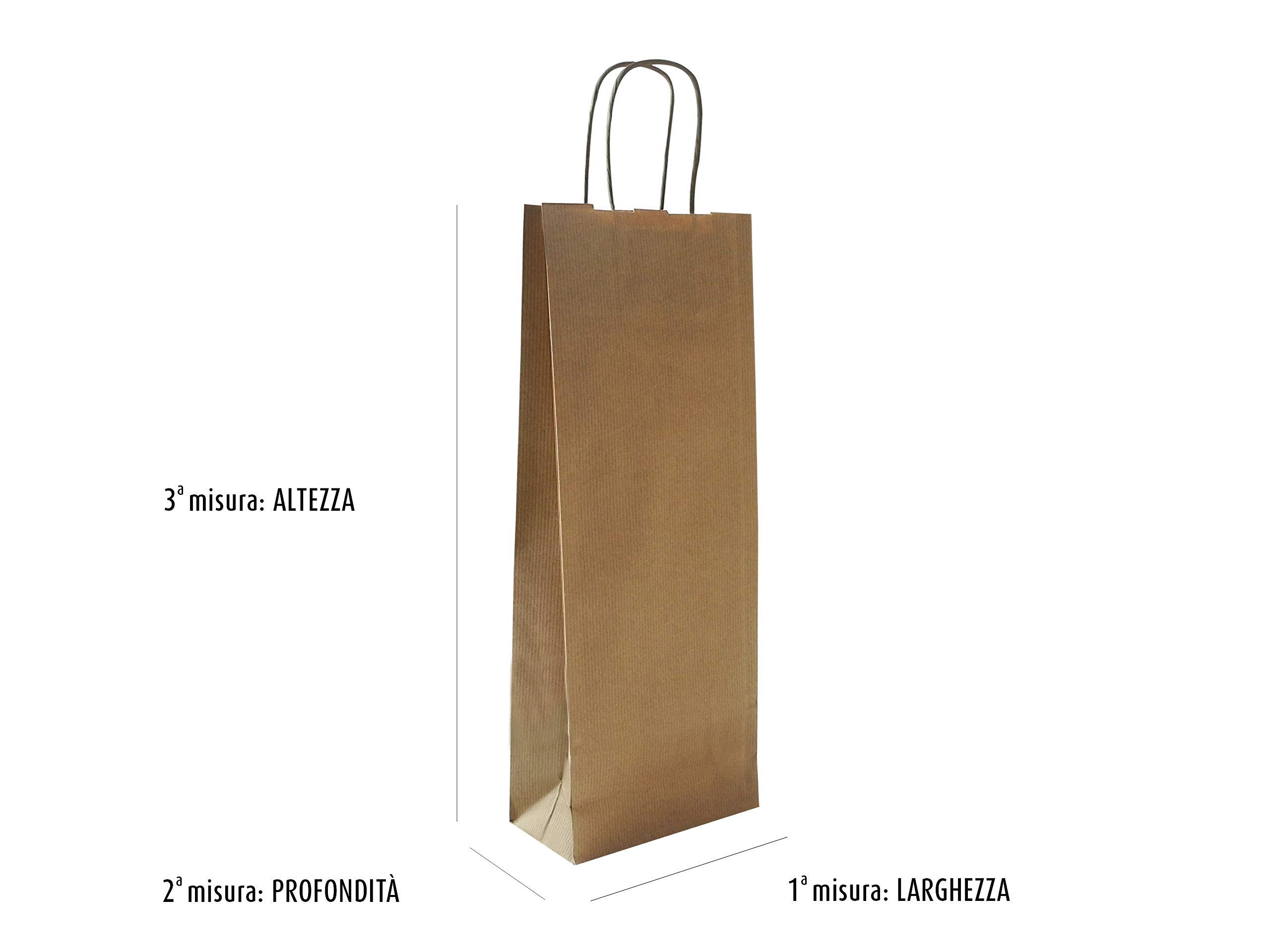 Shopper In Carta Kraft Riciclata Avana - Con Fondo Quadro E Maniglia Ritorta, 27+17x29 Cm, Confezione Da 50 Pz - Foto 9