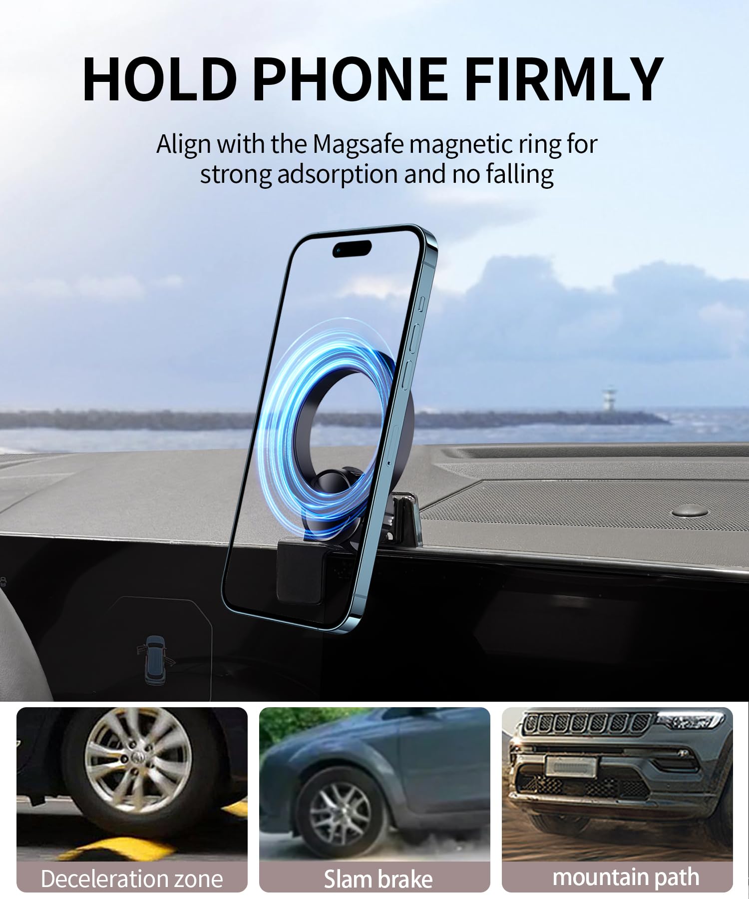 Supporto per telefono da auto per Kia Sorento 2024 2025 2026 Accessori, schermo da 12,3 pollici | Magsafe - Supporto magnetico per cellulare, compatibile con iPhone, 3D, stabile, per cruscotto e navigatore GPS
