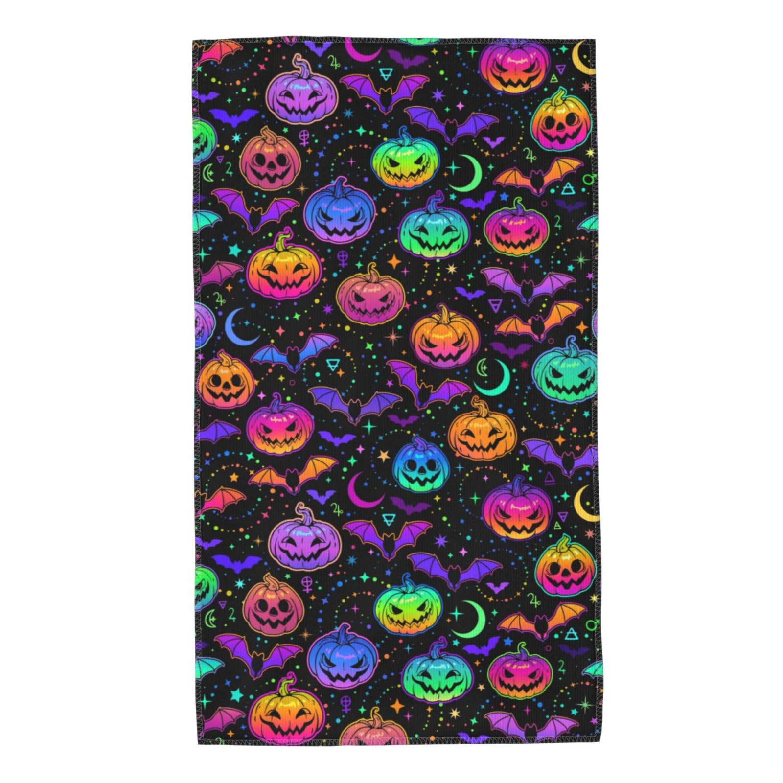 FJQWKLF Colorful Multicolored Pumpkins and Bats Super Soft Hand Towels 27.5x15.7inch Multi-Purpose Skin-Friendly Absorbent Thin Bathroom Towels