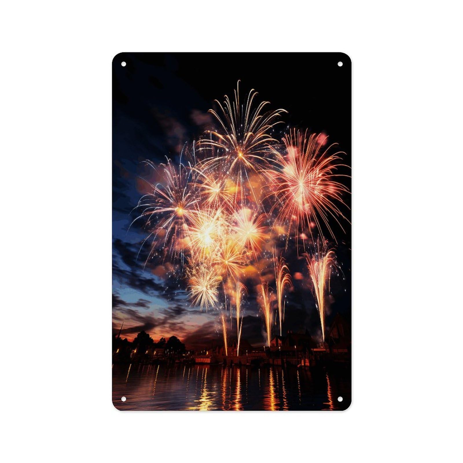 Fekiloot Style Beautiful Fireworks Wall Decor Metal Signs Tin Signs Poster