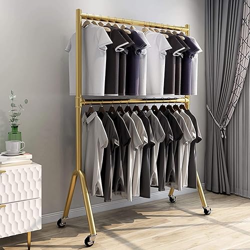 Estante de ropa móvil de pie de 2 capas, estantes organizadores multifuncionales para el hogar, ahorro de espacio