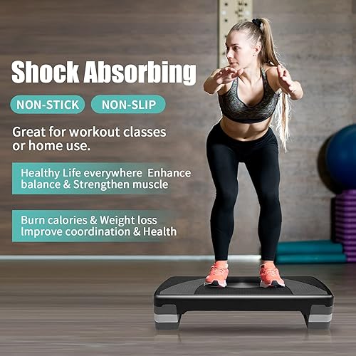 Miniatura 3 de Plataforma de entrenamiento aeróbico de 31 pulgadas de largo x 11 pulgadas de ancho con elevadores ajustables de 4 a 6 a 8 pulgadas de ancho para