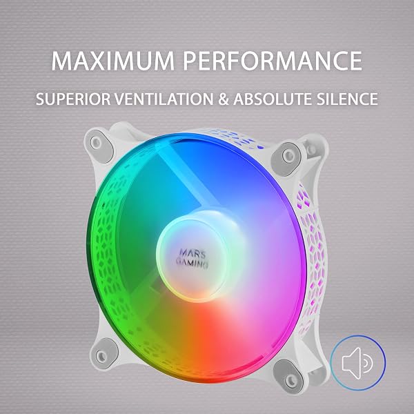 Mars Gaming MFDUO, Kit 2x Ventiladores de 120mm FRGB Rainbow 360°, Ultra-silencioso, Doble Conexión 3PIN + 4PIN, Blanco - 3