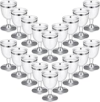 Vista 10 de 48 copas de vino de plástico desechables de 5 onzas, copas de vino de plástico duro con tallo apilables para copas de vino para postres de champán