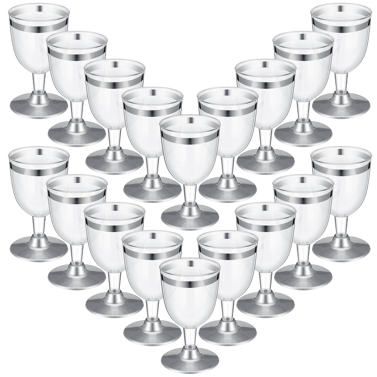 Amazon.com: Didaey 48 Pcs Disposable Plastic Wine Glasses 6 oz Party Wine  Cups Hard Plastic Drinking Glasses with Stem Stackable Stemmed Goblets for  Champagne Dessert Wedding Home Toasting(Silver Rim) : Toys &