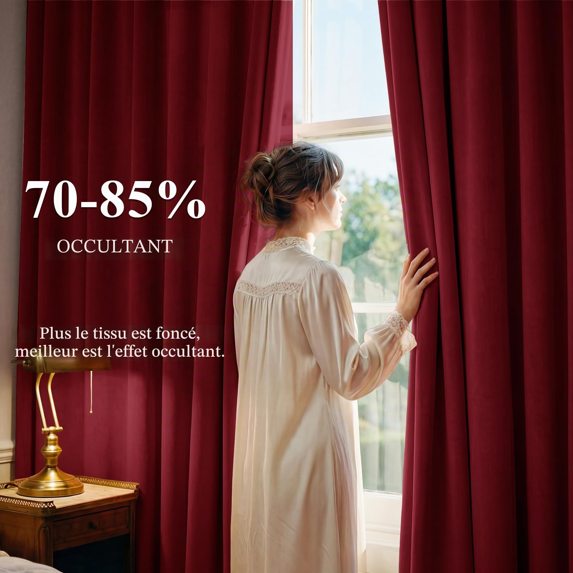 StangH Lot de 2 Panneaux de Rideaux en Velours Doux et épais – Rideaux décoratifs en Velours Doux et épais – Protection de l'intimité pour Chambre Principale et Halloween, 132,1 x 213,4 cm, Rouge