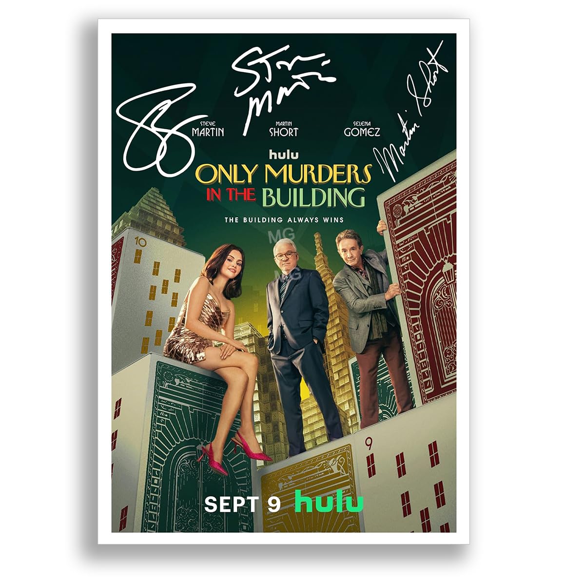Mounted Gifts Trading A4 Poster Only Only Murders In The Building Cast Signed A4 Poster Photo Print Framed Autograph Gift Tv Show Steve Martin Selena Gomez Martin Short (A4 Poster Only)