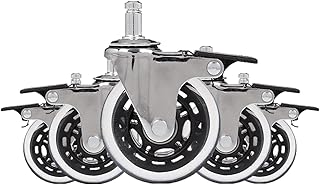 hjh OFFICE 729401 Ruedas para Suelo Duro ROLO Skate Cromado diámetro 11 mm / 75 mm con Freno