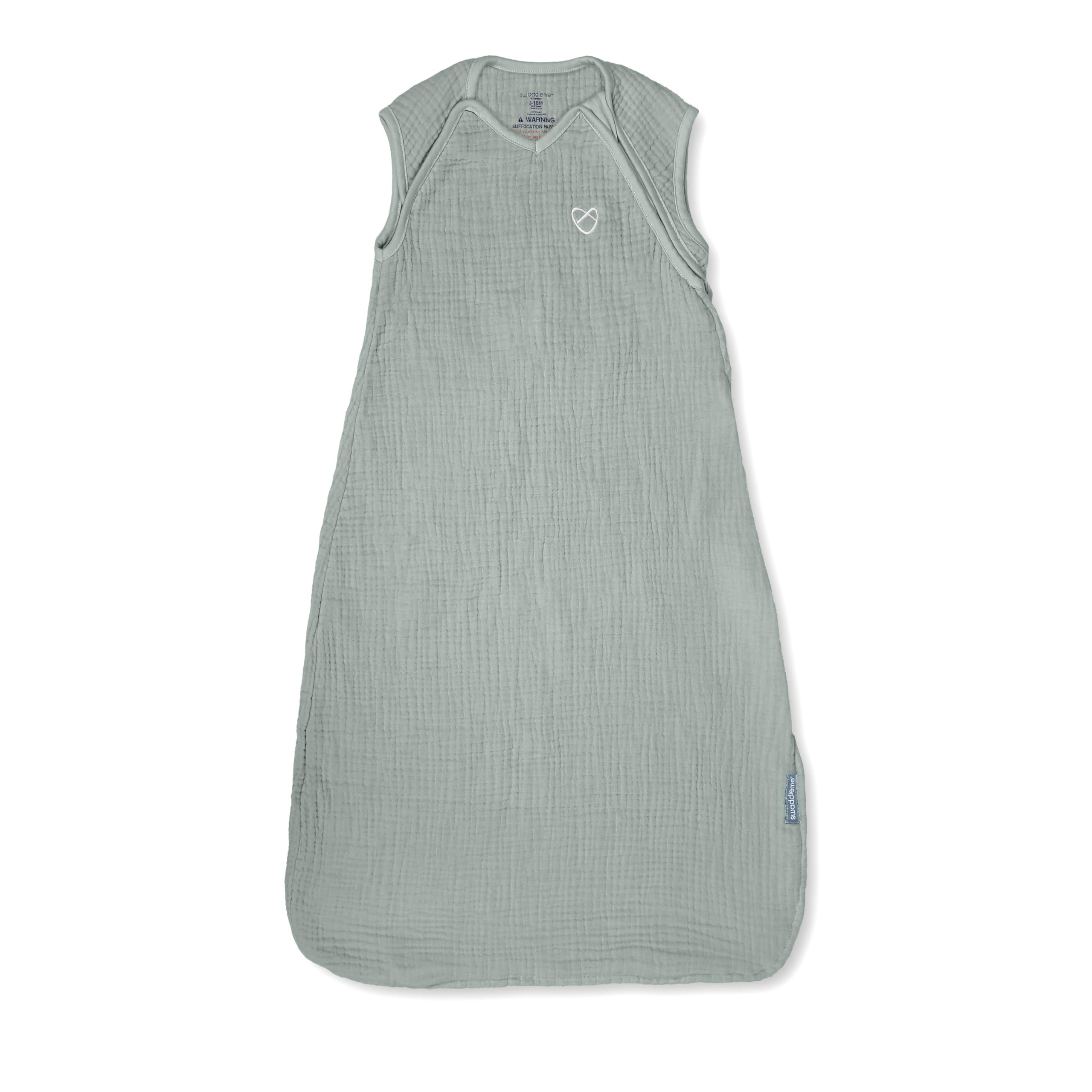 SwaddleMe by Ingenuity, Saco de dormir de muselina, para edades entre 3 y 18 meses, entre 6,35 y 11 kilos, 1 TOG, 1 unidad - Musgo