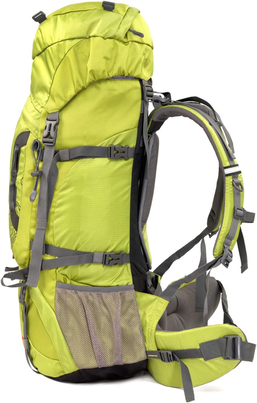 Wind Tour Outdoor 60L Ripstop Trekking Bag Sport Backpack with Rain Cover for Climbing Cycling (Green)