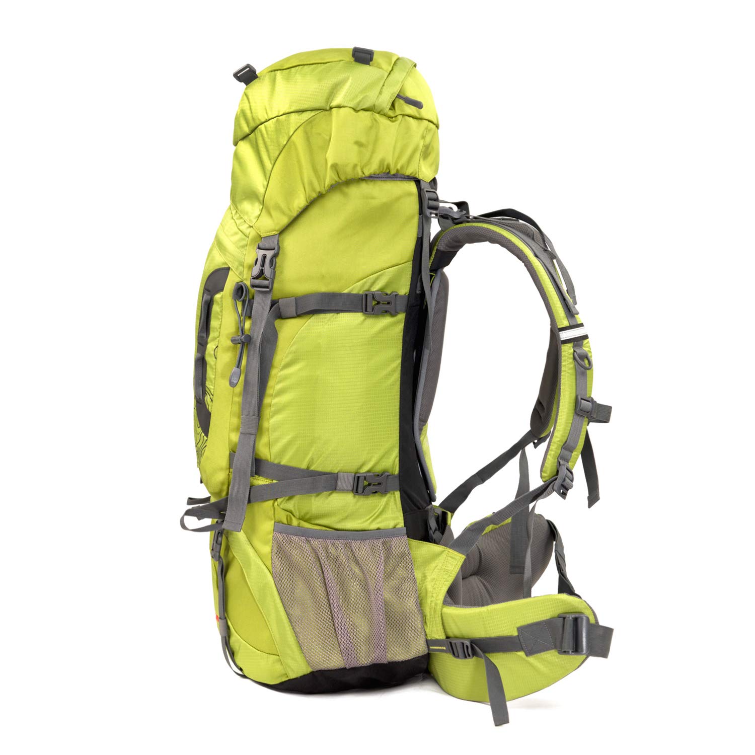 Wind Tour Outdoor 60L Mochila ligera Ripstop impermeable Trekking Bolsa Durable Sport Daypack con cubierta de lluvia para escalada senderismo ciclismo alpinismo (verde)
