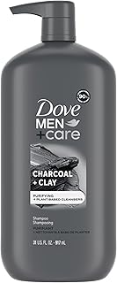 DOVE MEN+CARE Charcoal Pump Purifying Shampoo Charcoal + Clay for Stronger, More Resilient Hair, with Plant-Based Cleansers, 31 oz