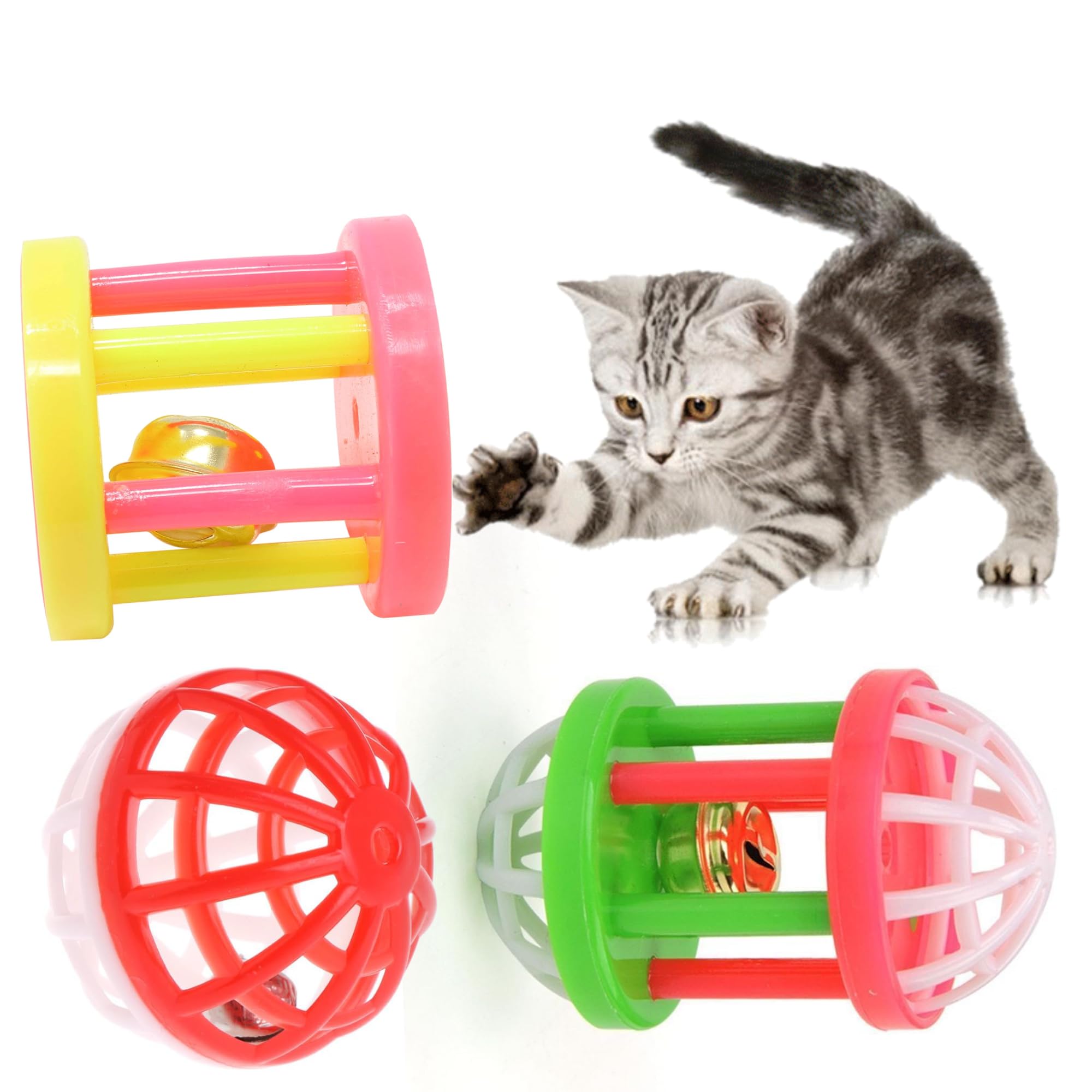 Pet Cat Crazy Ball Interactive Toys Kitten Plastic Bell Ball Funny Playing Toy Cat Toy Balls Cat Play Toy Interactive Cat Toy for Indoor Cats Kittens
