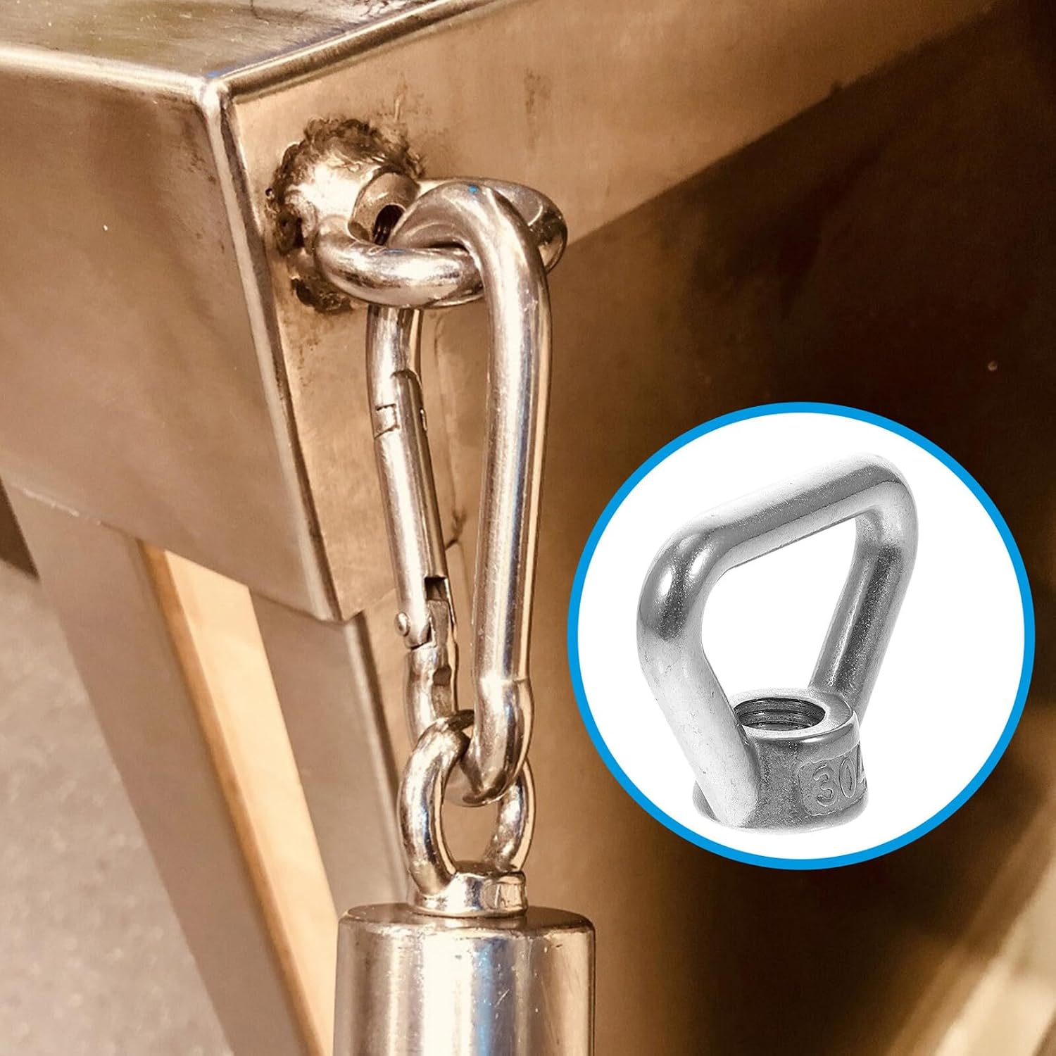 Lifting Eye Nut Stainless Steel Tie Down Rings Triangular Design High Tensile Strength Anti-Rotation for Kayak Accessories and Automotive Transportation