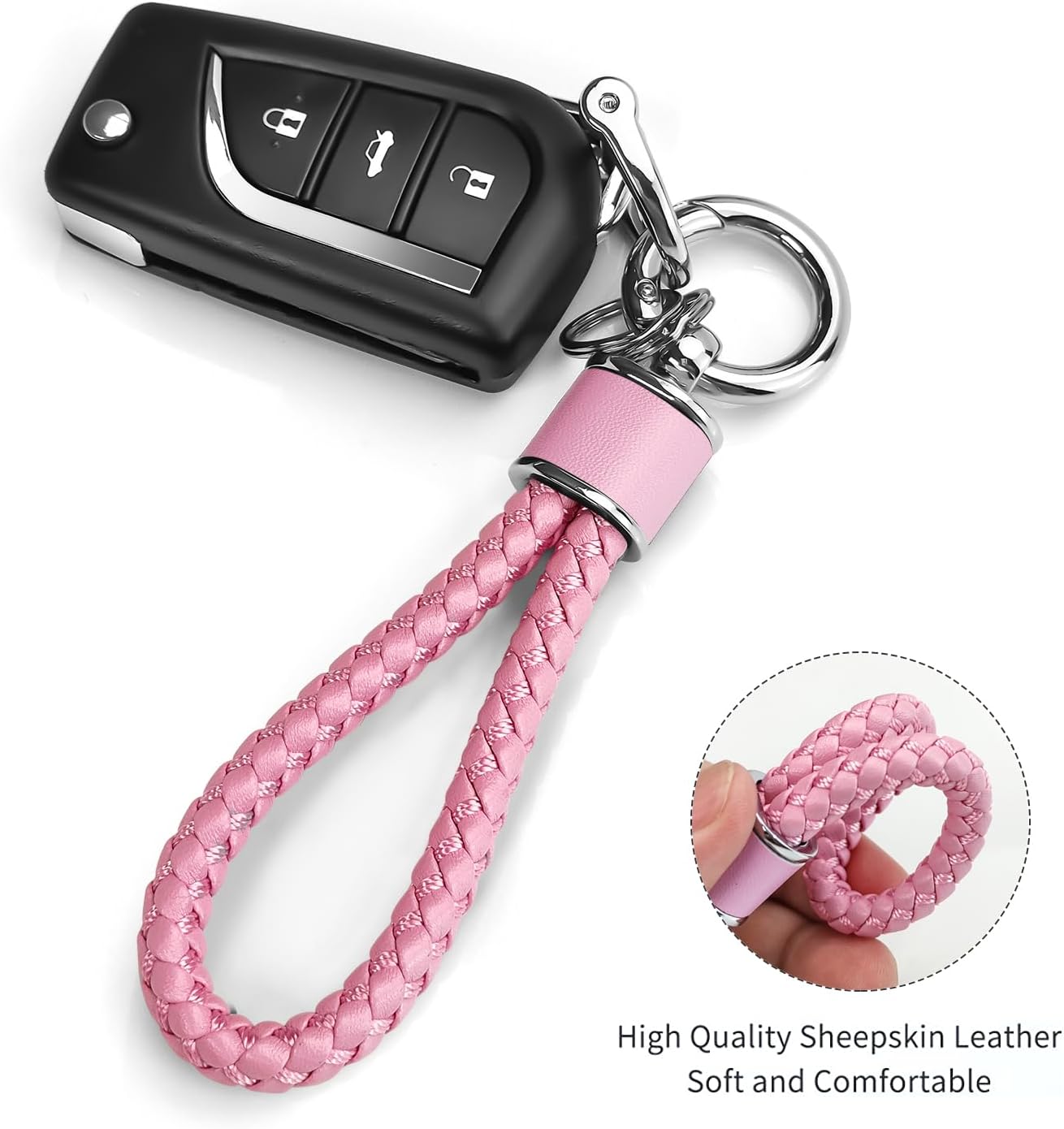 Tukellen Leather Weave Keychain Suit for car Keychain Keyring Present Woman ，with 360 Degree Rotatable D-ring and Screwdriver - Image 3