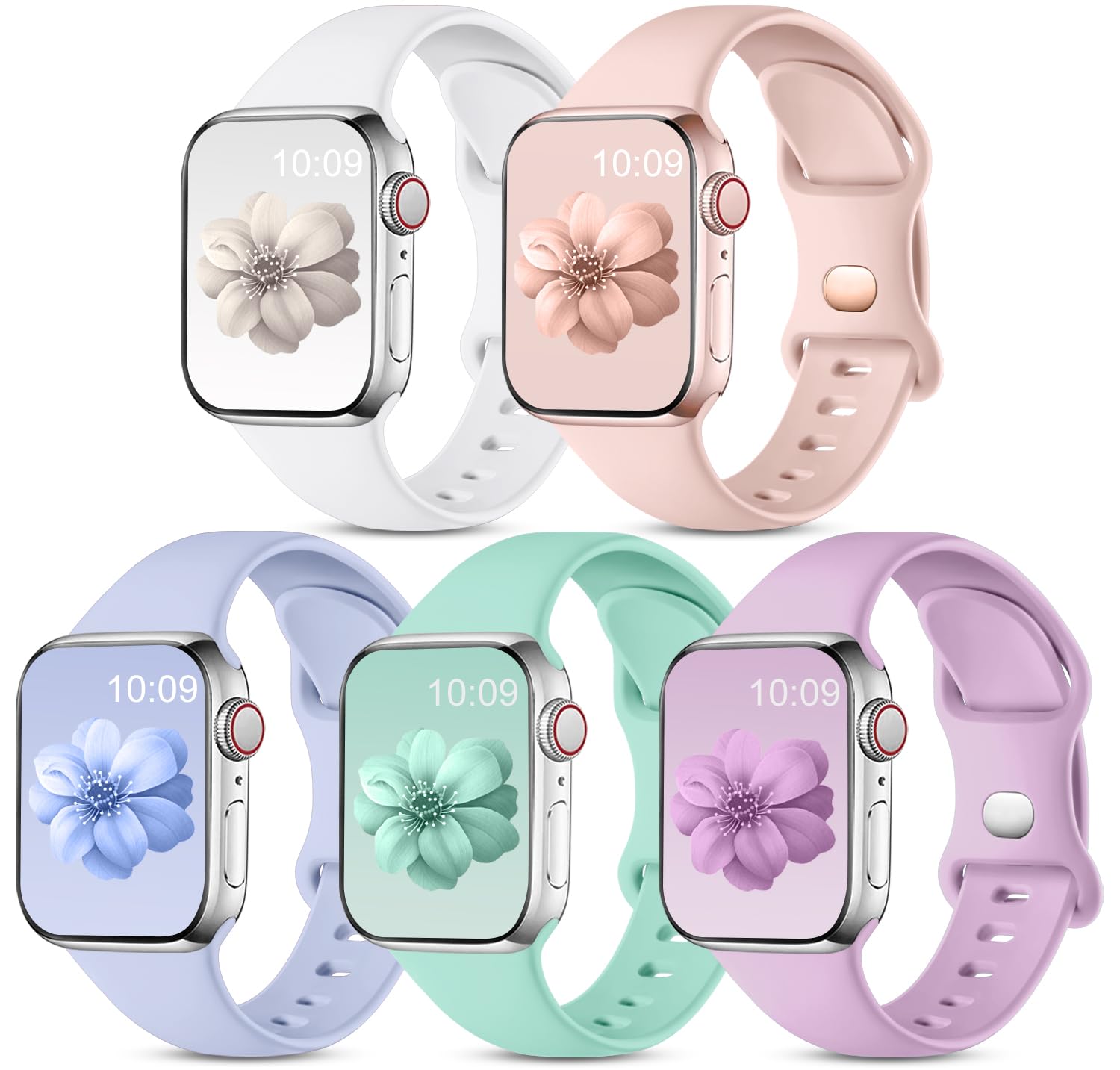 CeMiKa 5 Pack Straps Compatible for Apple Watch Strap 38mm 40mm 41mm 42mm 44mm 45mm 46mm 49mm, Soft Silicone Sport Band for iWatch Series 11 10 9 8 7 6 5 4 3 2 1 SE SE3, Women Men — view 13