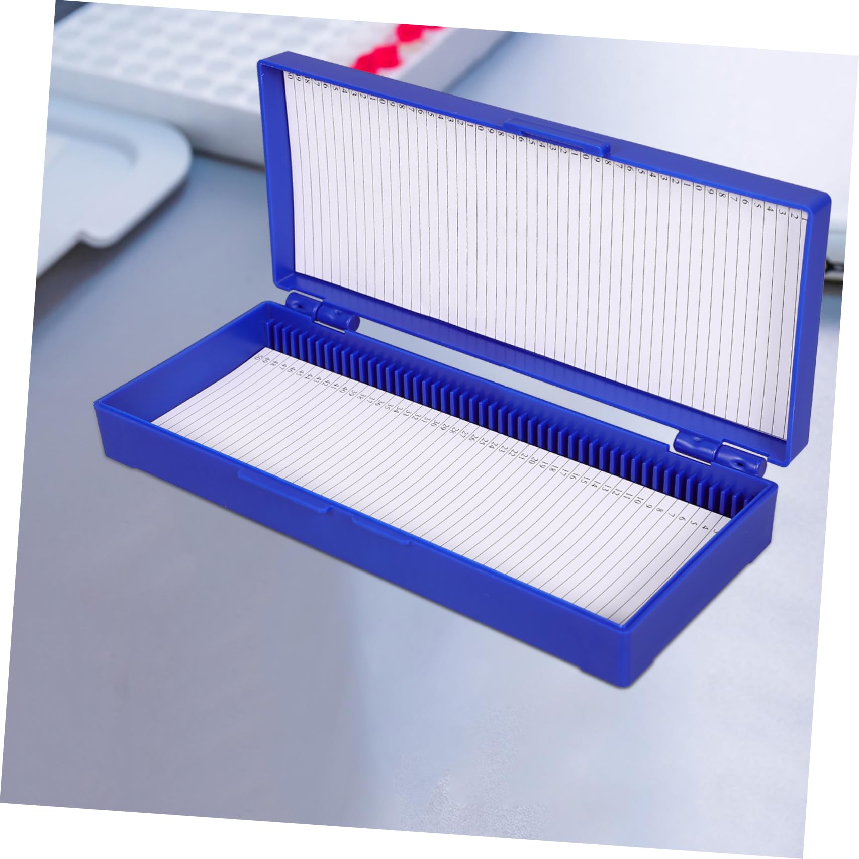 BELLIFFY 2pcs 50 Slide Case Slides Pathological Boxes Bling Badge Reels Black Slides Microscope Slide Drying Rack Accessories Slides Slide Holder Black Organizer Bins Slide Mailer Blue