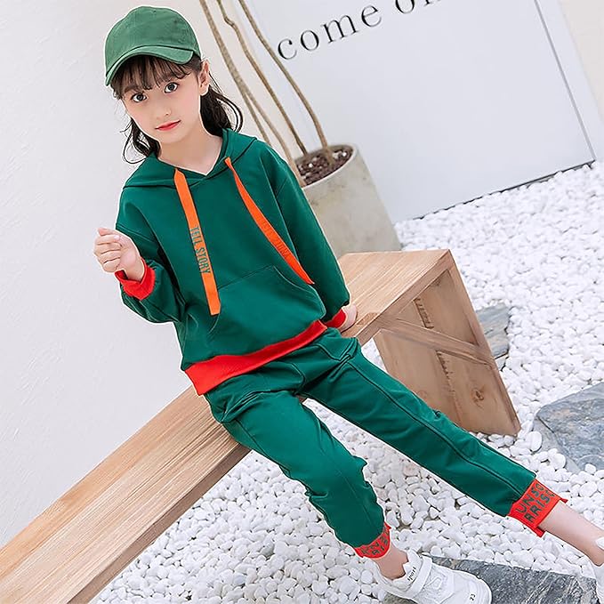 Ensemble Survêtement Velours Fille Amropi - Sweat à Capuche Zip + Pantalon Jogging, Taille 0-12 Ans
