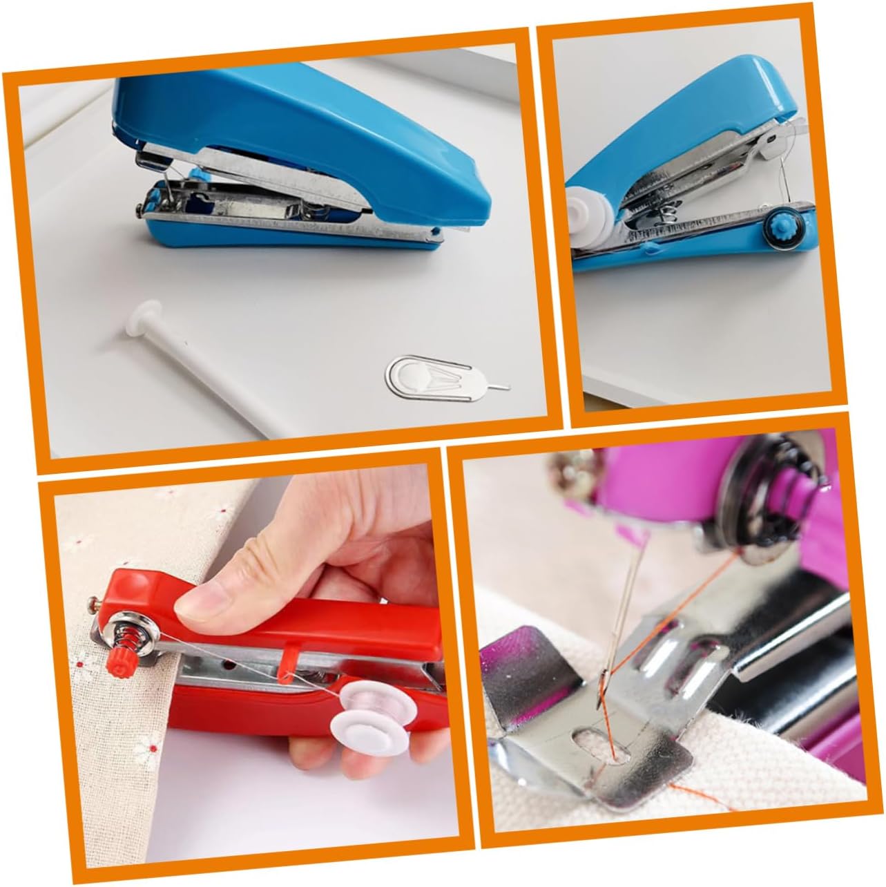 Housoutil 4pcs Handheld Sewing Machines Portable Mini Sewing Tools for Quick Repairs Durable Construction for DIY Crafts Mending Lightweight Easy to Use