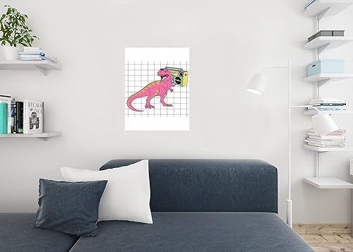 Miniatura 4 de Totally Rad T Rex Boombox - Póster retro de dinosaurio para habitación de niños, fotos de dinosaurios para dormitorio, decoración de dinosaurios,
