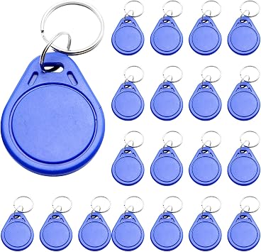 13.56MHz Rewritable UID Keyfobs, 100pcs Mi-Fare 1K S50 RFID Cards Token NFC Tag Copy Fobs, 13.56MHz ABS Access Control Door Card, Block 0 Sector, Comply ISO 14443A Blue