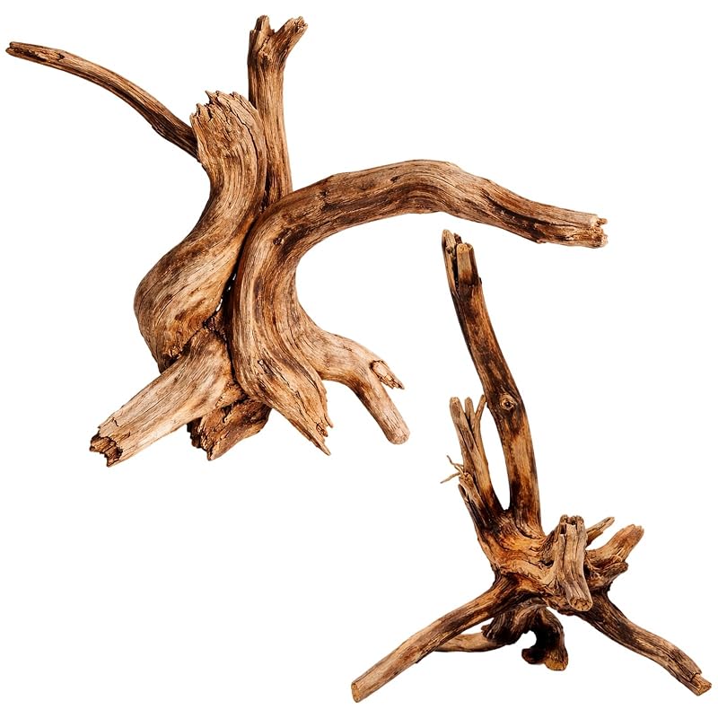 CZFSWT 2 Peças de Madeira Decorativa para Aquário e Terrário, Marrom, 10–15 cm