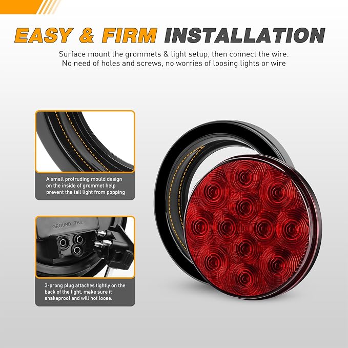 GOOACC luz trasera LED redonda 4" 4 piezas miniatura 5