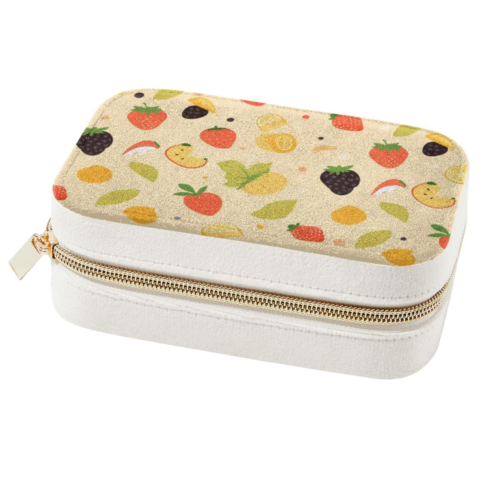 Boîte à bijoux de voyage portable jaune à fruits pour l'organisation des femmes et filles