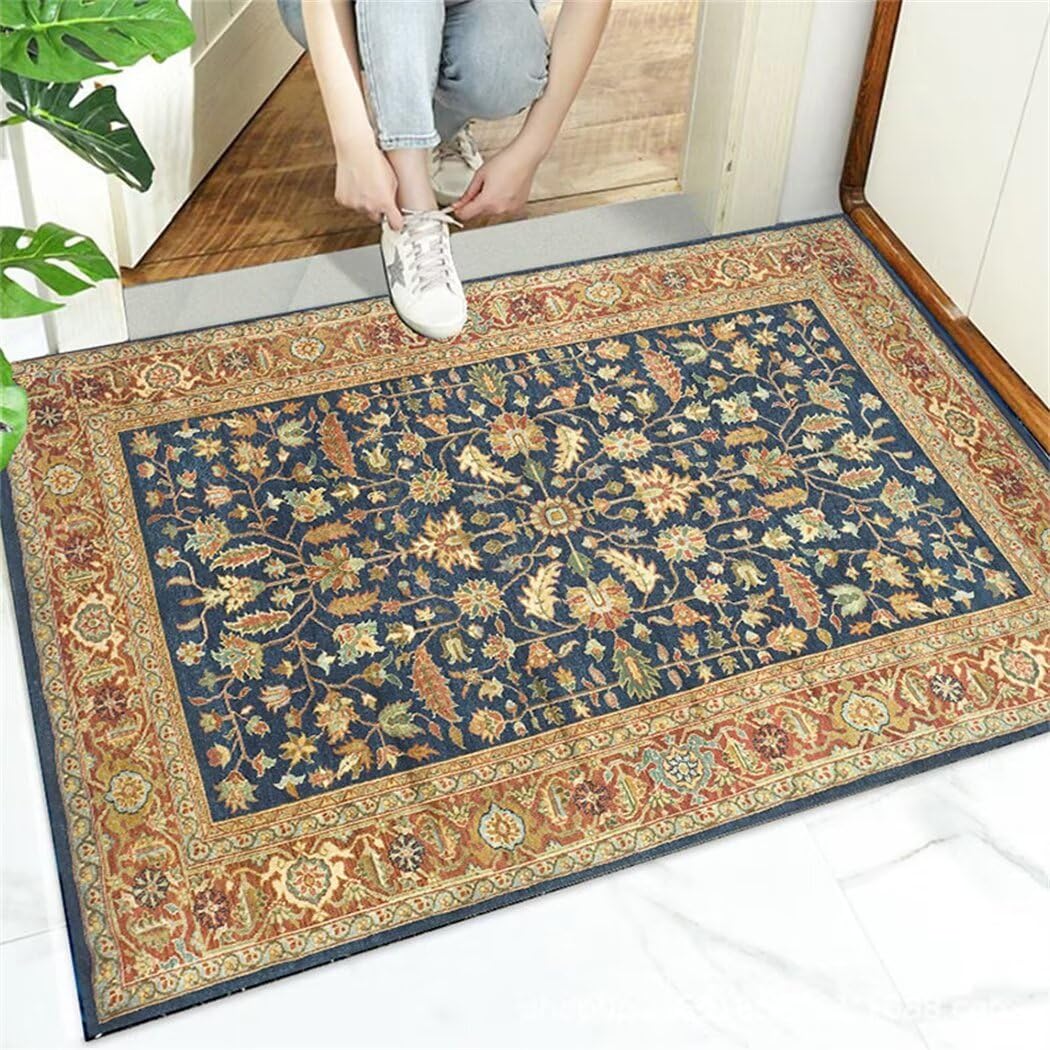 Tapis chambre fille bleu floral pour créer un coin lecture doux
