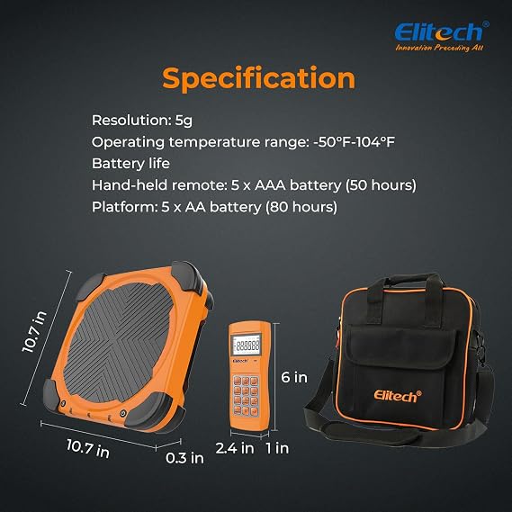 Elitech Wireless Refrigerant Scale LMC-210 220 lbs and Charging Valve
