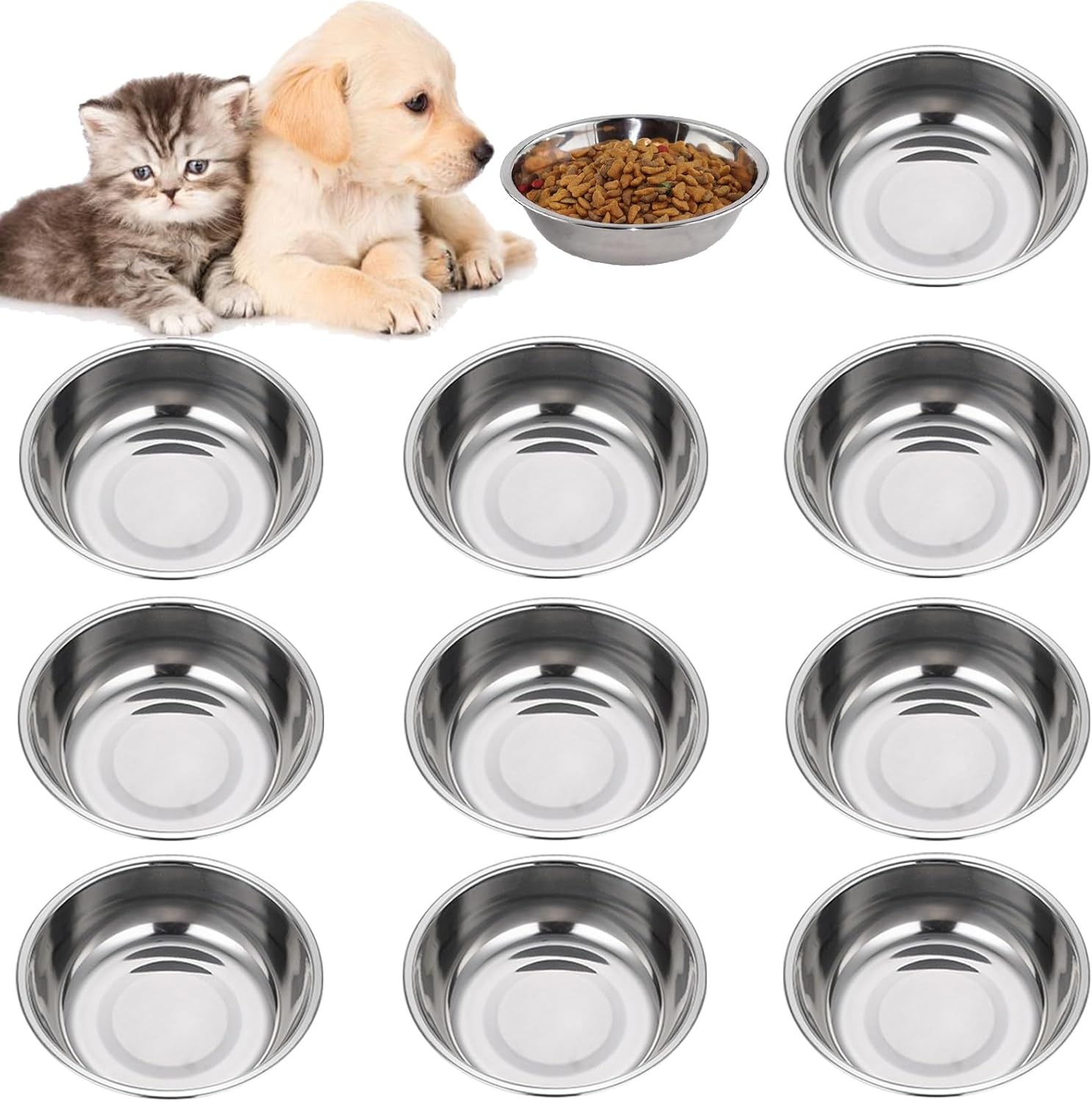 10 Pcs Stainless Steel Cat Bowls Metal Shallow Cat Bowls Whisker 10-pcs-stainless-steel-cat-bowls-metal-shallow-cat-bowls-whisker