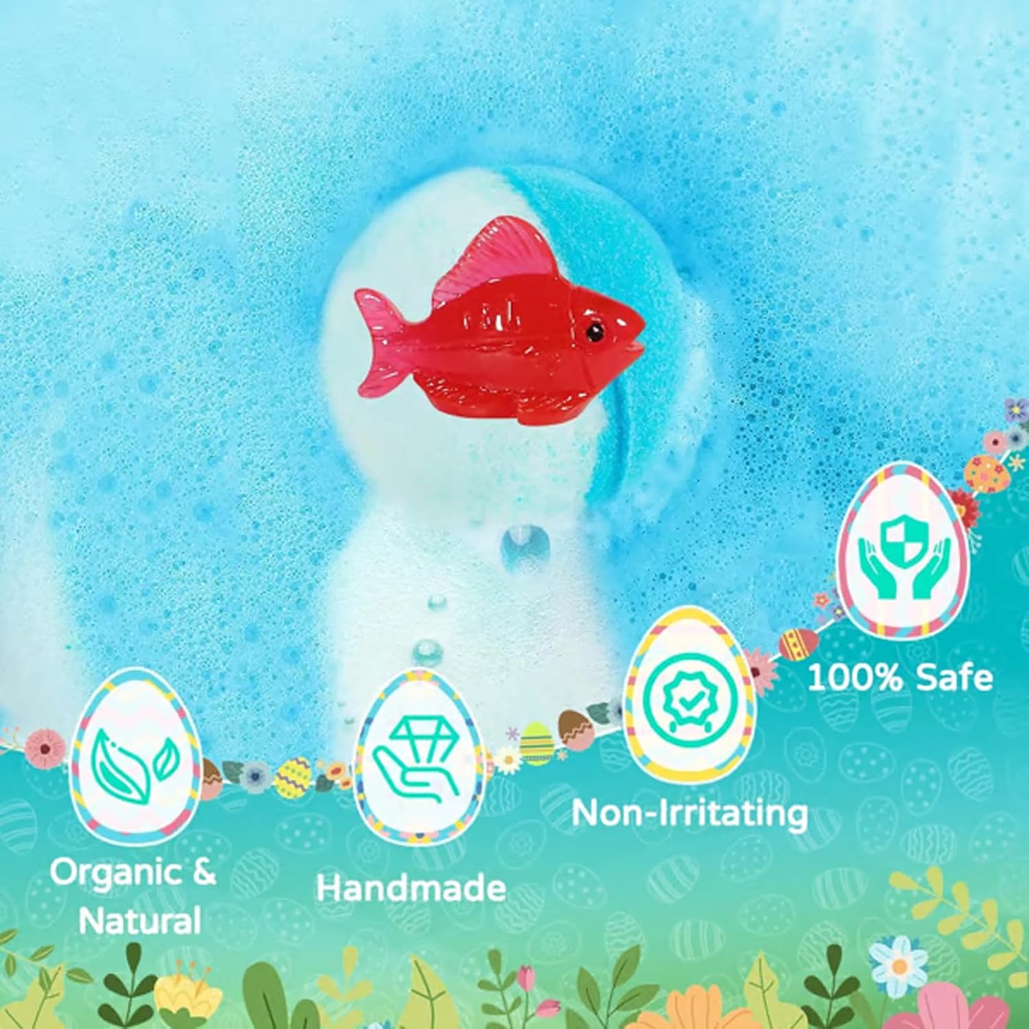 Natural Bath Bombs for Kids with Mega Bubbles & Surprise Inside, Bath Bomb Eggs with Toys, 12 Pack Kids Bath Bombs Gift Set with Surprise Ocean Toys Inside, Bath Bomb Toys for Kids