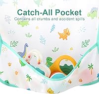 Vista 4 de Accmor 4 Pack Long Sleeve Bibs, Baby Smock Waterproof Sleeved Bib Smock for Baby Toddler 6-36 Months