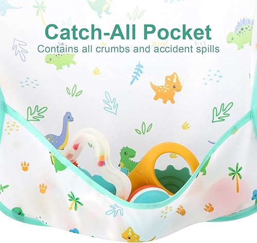 Miniatura 4 de Accmor Paquete de 5 baberos de manga larga, baberos impermeables para bebé de 6 a 36 meses