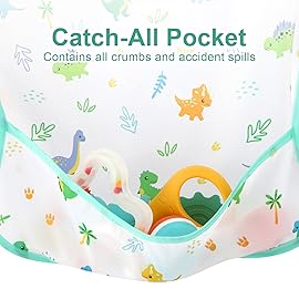 Accmor 4 Pack Long Sleeve Bibs, Baby Smock Waterproof Sleeved Bib Smock for Baby Toddler 24-36 Months