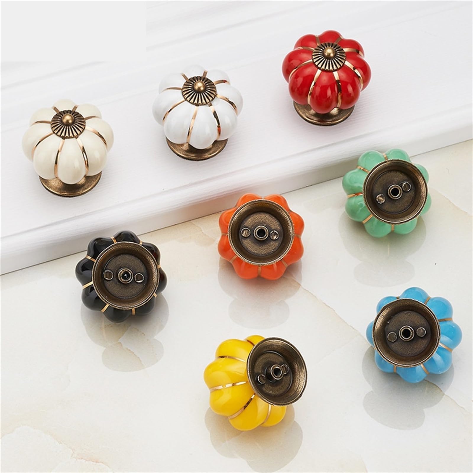 Boutons d'armoire de cuisine céramique 40mm jaune monotrou 1pc