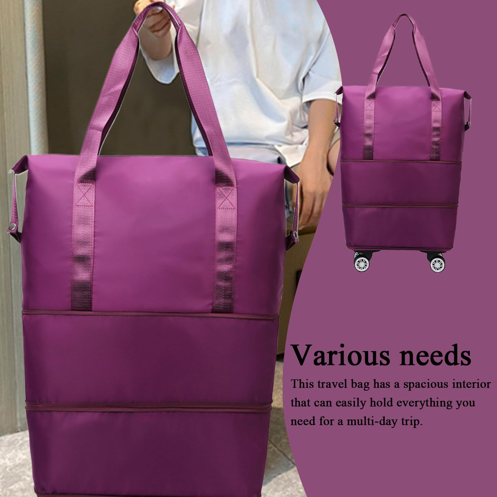 Bolso De Hombro con Ruedas Equipaje Organizador De Mano