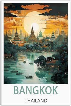 CFXNGA Bangkok Thailand Vintage Travel Poster 24x36inch60x90cm Canvas Art Poster And Wall Art Picture Print Modern Family Bedroom Decor