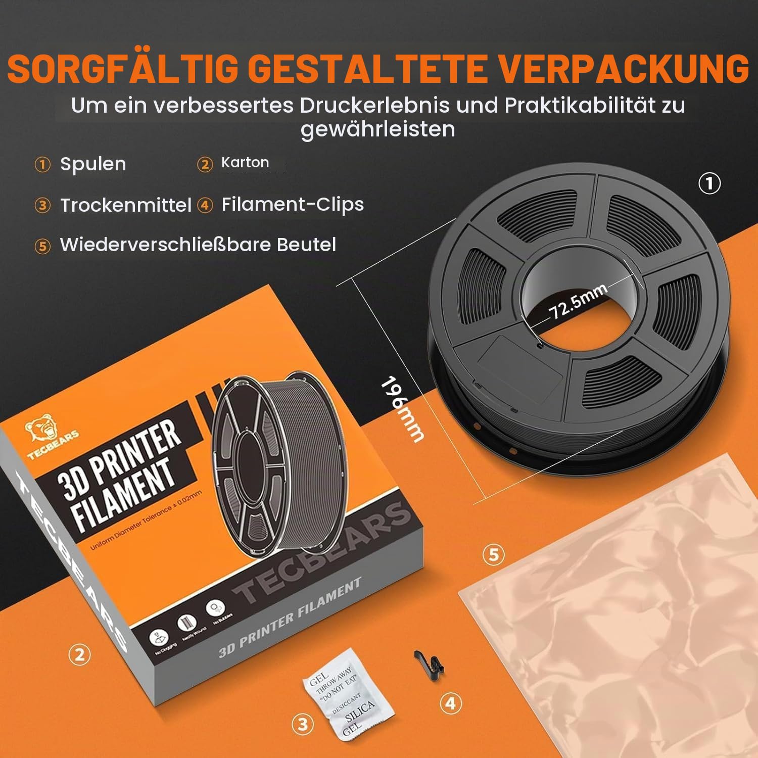 PETG CF Filament 1.75 mm with 10% Carbon Fibre, Stärker Zähigkeit PETG 3D