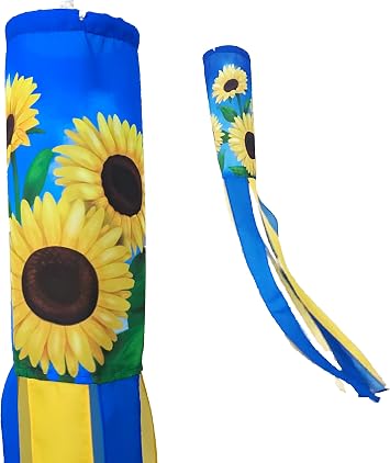 Madrona Brands Sunflower Windsock for Outside 48-Inch | Durable Outdoor Decorative Hanging Spring Wind Sock Flag | Yard, Garden, Patio