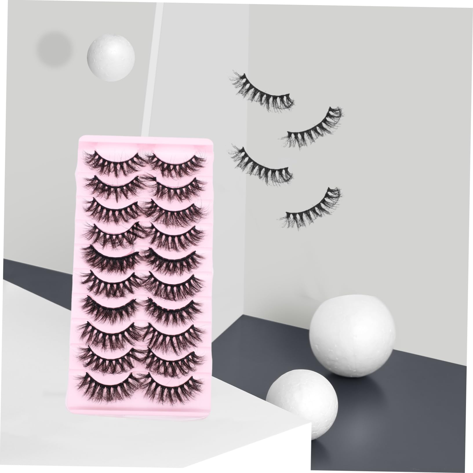 Ipetboom 50paia Ciglia Finte Naturali Per Trucco Da Festa Extension Morbide Per Donne Look Elegante Per Halloween e Natale