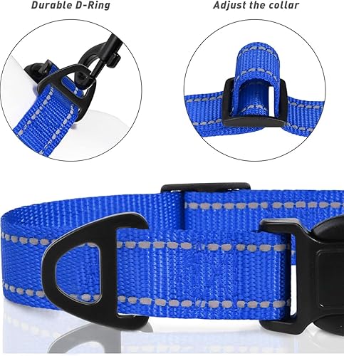 Miniatura 3 de TagME - Collar de nailon reflectante para perros con hebilla ajustable de liberación rápida para cachorros y perros de tamaño extra pequeño, mediano