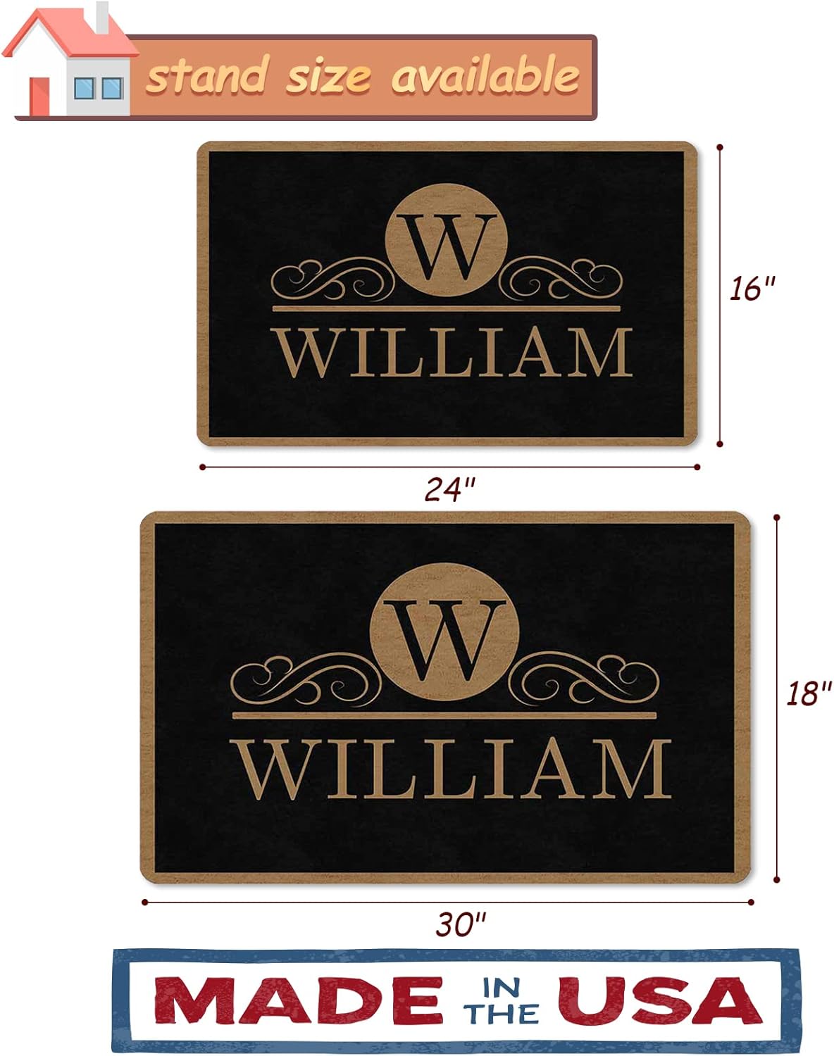 Magimagine Personalized Welcome Doormat for Home Entrance,Customized Welcome Door Rug with Name,Custom Non Slip Floor Mat New Home Gift for Friend Front Door Yard House Outdoor Decor 30 * 18In