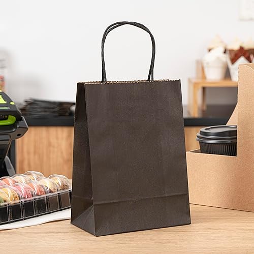 Miniatura 7 de Saving Nature - Bolsa pequeña de papel negro, con asas, 6 x 3 14 x 8 14 pulgadas, caja de 100 unidades