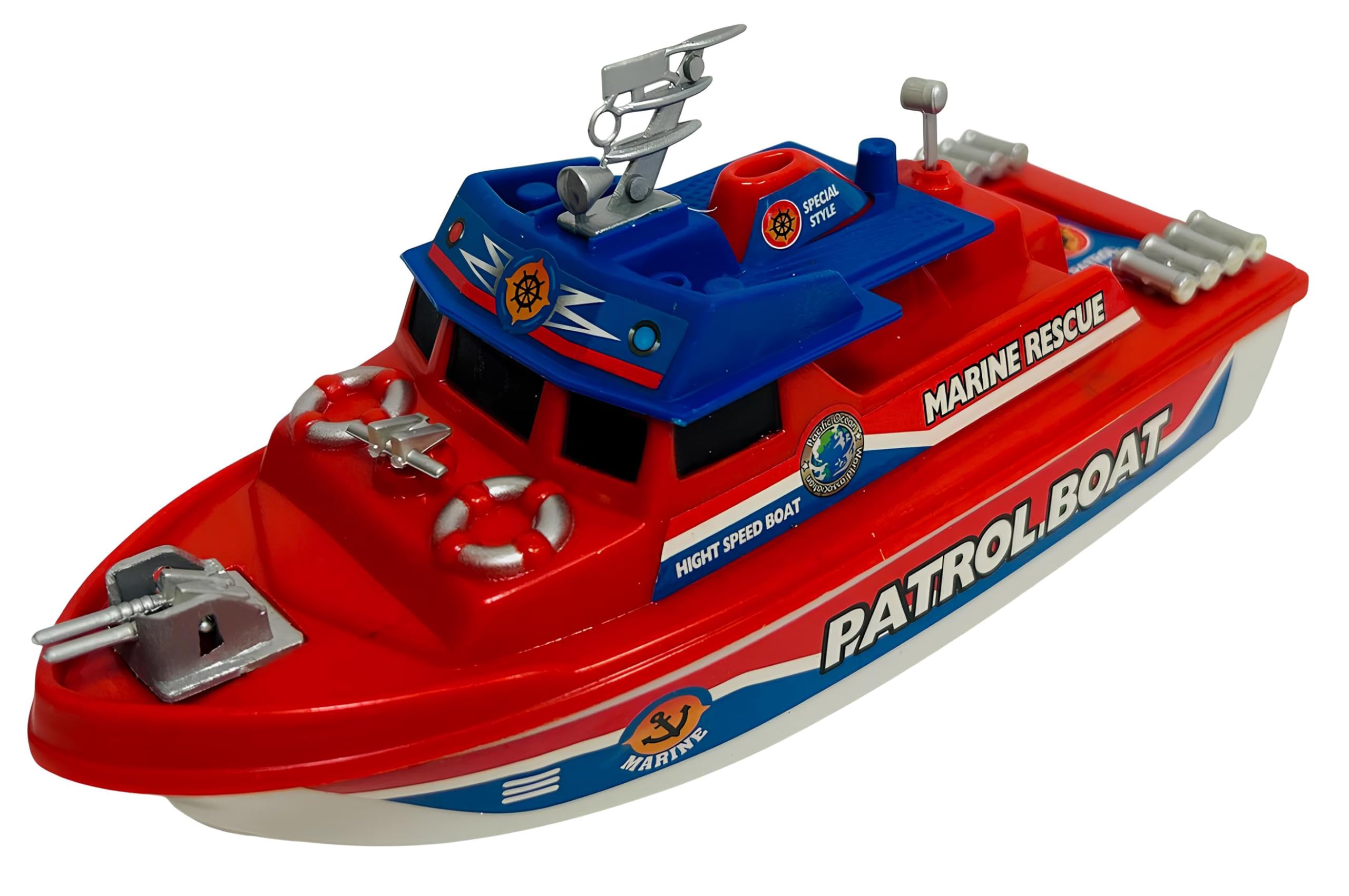 Barco de juguete motobarco con batería de trabajo Motobarco eléctrico Barco contra incendios Juguete Barco de bombero Rescate marítimo Barco de emergencia náutica a motor Guardia costera