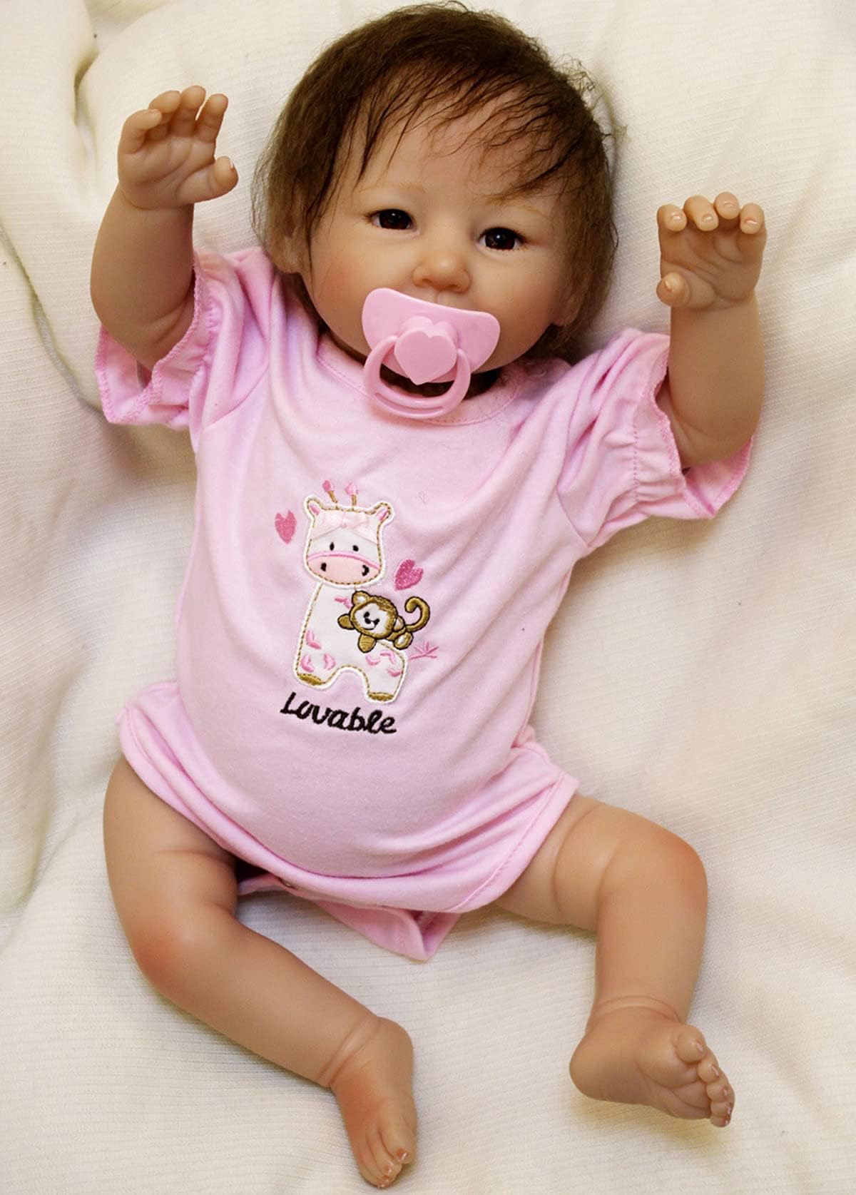 Wamdoll 20 inch Sweet Happy as can be Alive Silicone Reborn Baby Dolls with Hair