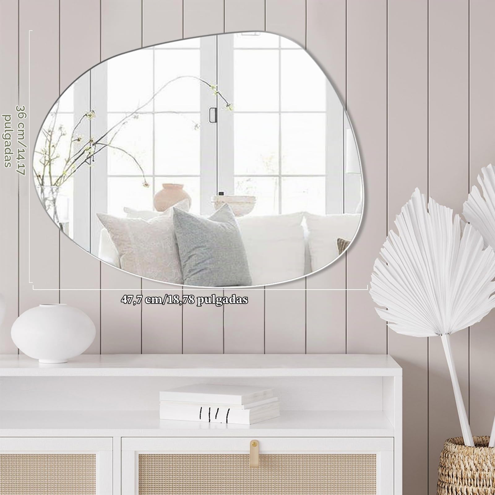 Espejo Adhesivo Irregular Sin Marco Decorativo para Pared - Vidrio para Sala de Estar, Dormitorio y Baño
