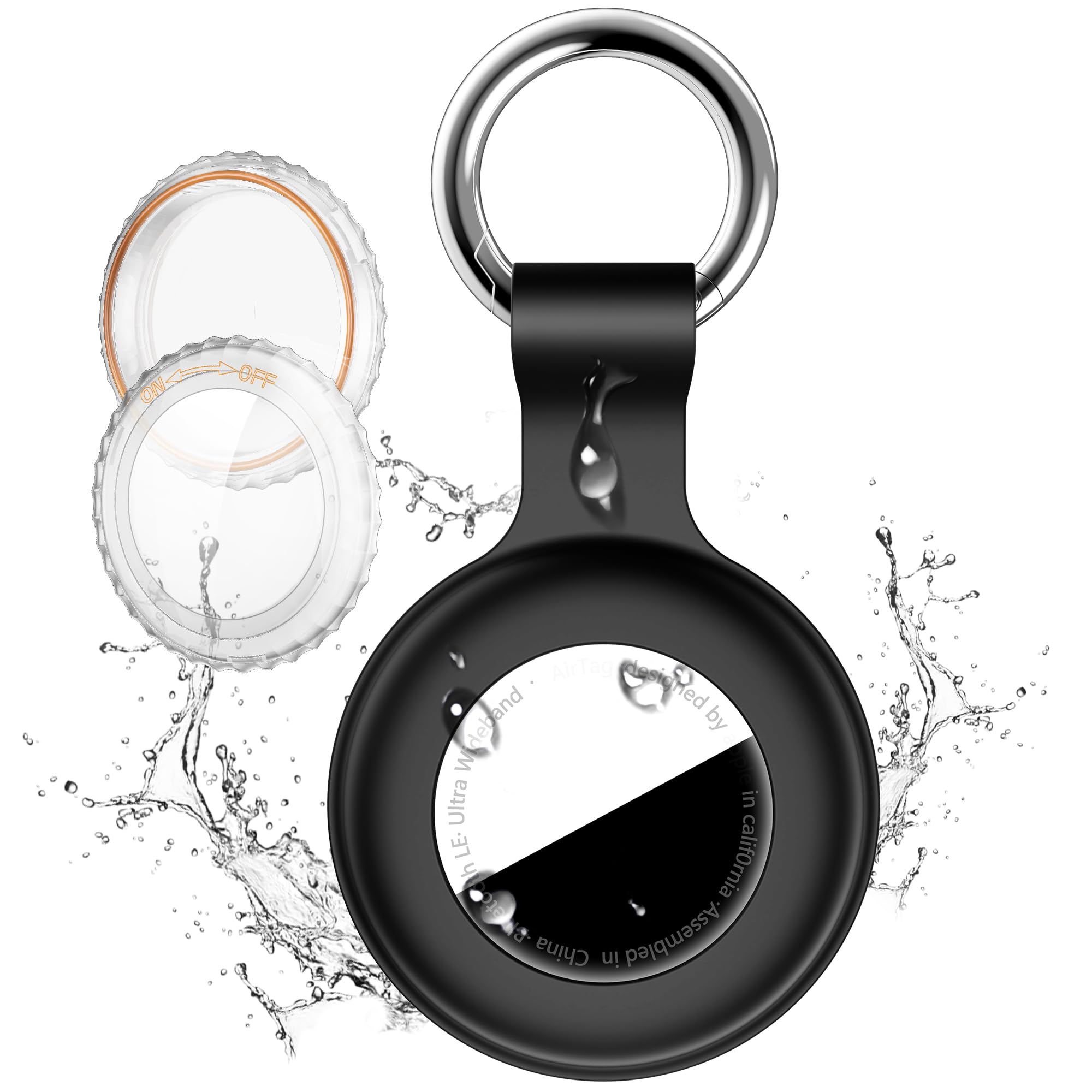 1 Pack Compatible with Apple Airtag Holder with Keychain,IPX8 Waterproof GPS Cover for Air-Tags Shockproof [Anti-Scratch] Item Finders Case for Pets,